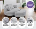 ATLANTIC HOME COLLECTION Loveseat Ravi mit Stauraumhocker Hellgrau Bild 3