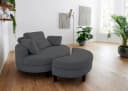 ATLANTIC HOME COLLECTION Loveseat Ravi Anthrazit mit Stauraumhocker Bild 2