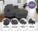 ATLANTIC HOME COLLECTION Loveseat Ravi Anthrazit mit Stauraumhocker Bild 3