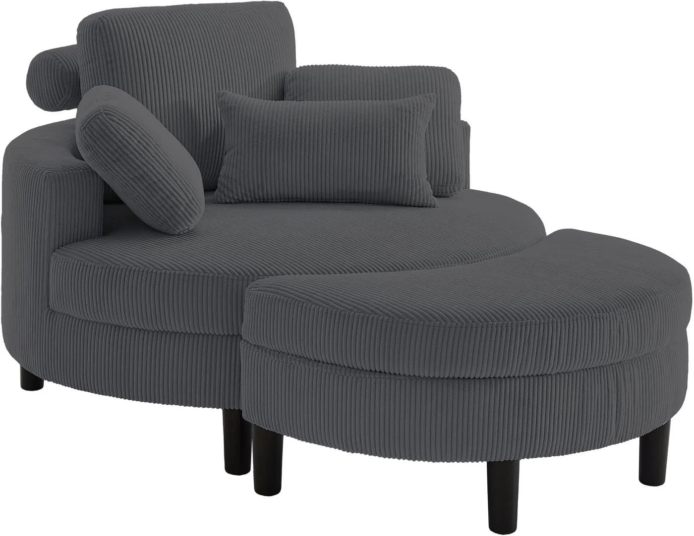 ATLANTIC HOME COLLECTION Loveseat Ravi Anthrazit mit Stauraumhocker - Bild 4