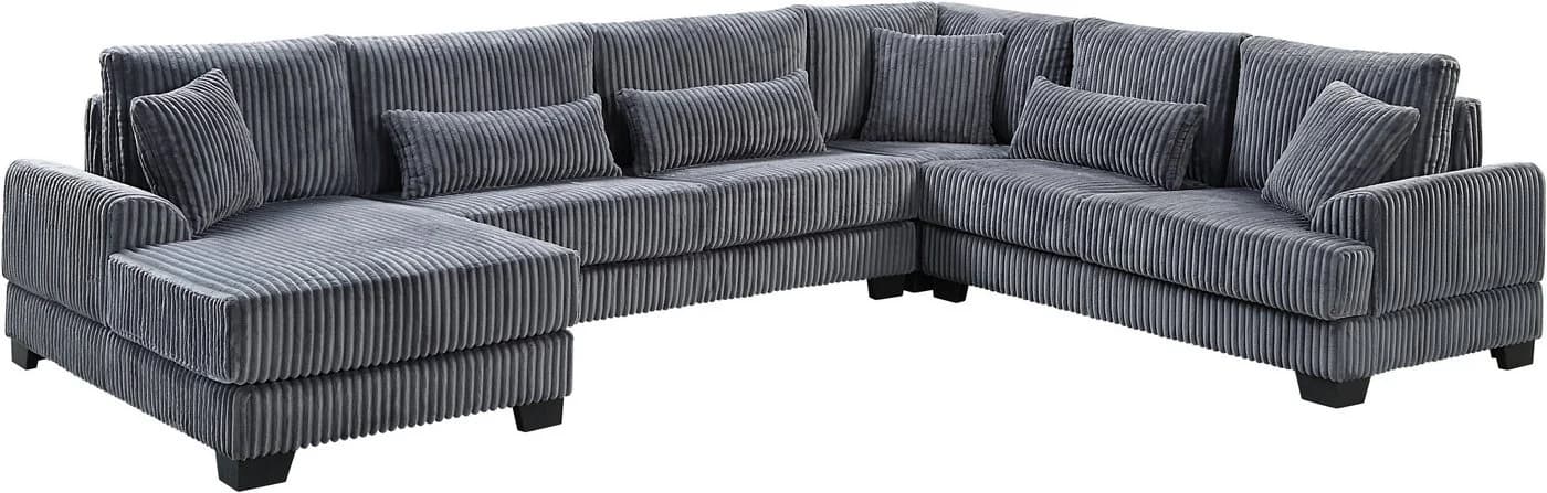 ATLANTIC HOME COLLECTION Wohnlandschaft Miron U-Form Grau Cord - Bild 3