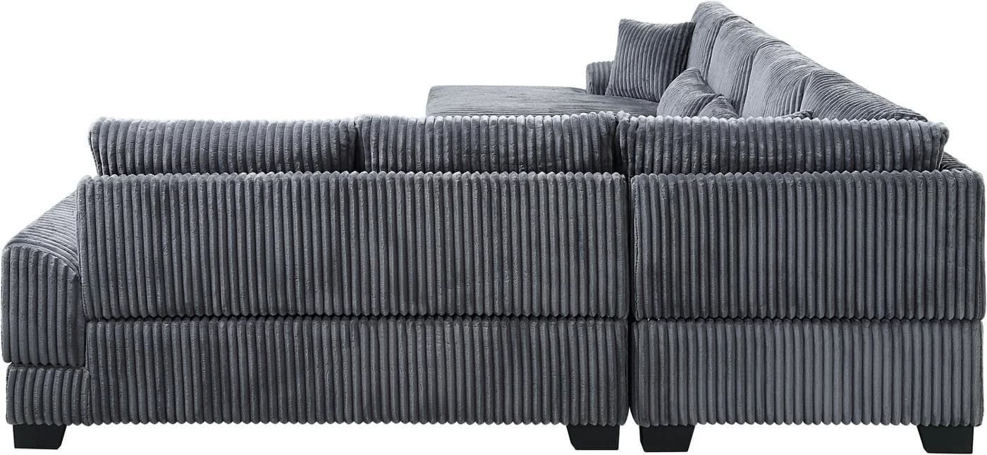 ATLANTIC HOME COLLECTION Wohnlandschaft Miron U-Form Grau Cord - Bild 4