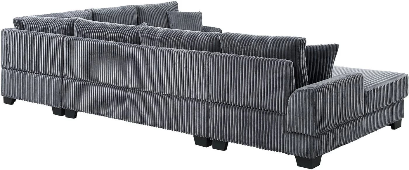 ATLANTIC HOME COLLECTION Wohnlandschaft Miron U-Form Grau Cord - Bild 5