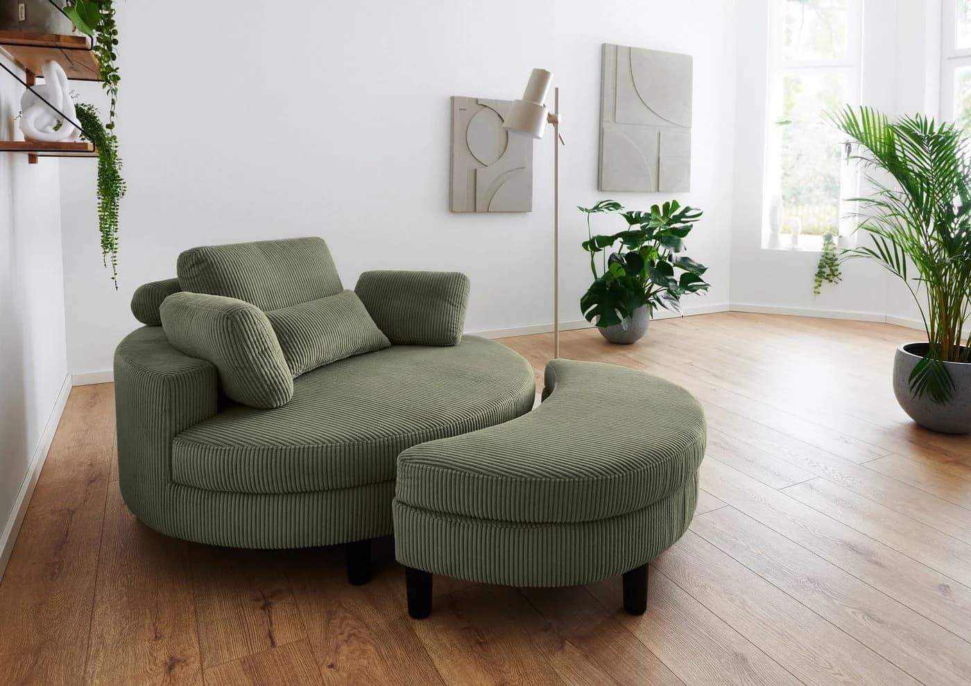 ATLANTIC HOME COLLECTION Loveseat Ravi Grün mit Stauraumhocker - Bild 2