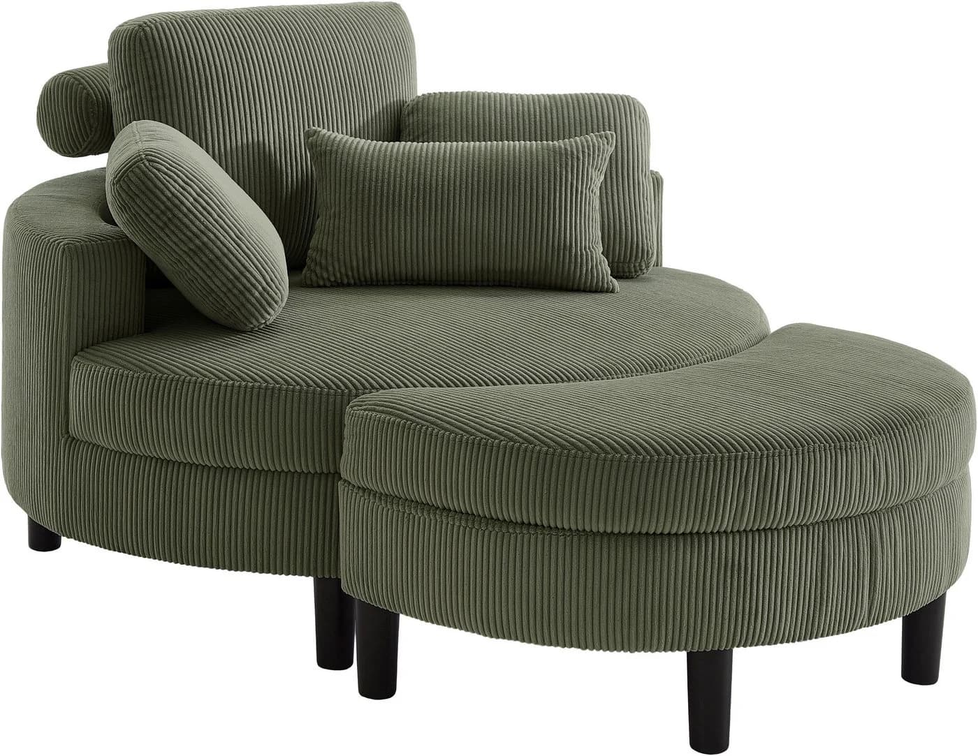 ATLANTIC HOME COLLECTION Loveseat Ravi Grün mit Stauraumhocker - Bild 4