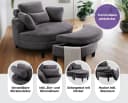 ATLANTIC HOME COLLECTION Loveseat Ravi Anthrazit mit Stauraum Bild 3