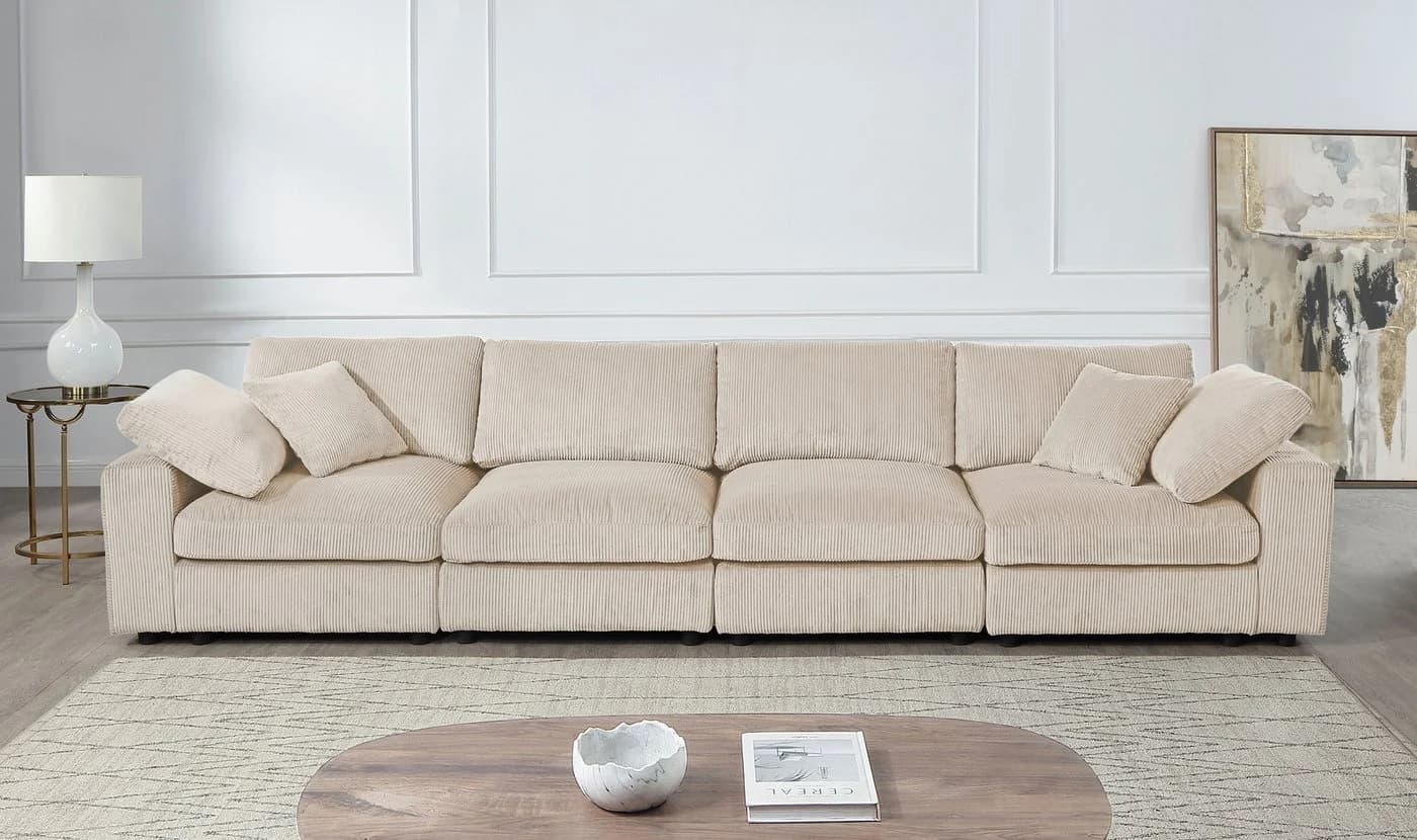 OTTO HOME Bennid 4-Sitzer Modulsofa XXL Beige Creme-Weiß Cord - Bild 2