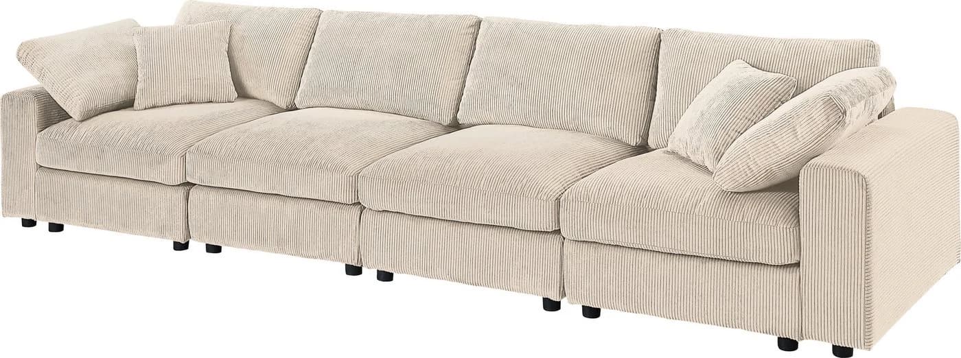 OTTO HOME Bennid 4-Sitzer Modulsofa XXL Beige Creme-Weiß Cord - Bild 5