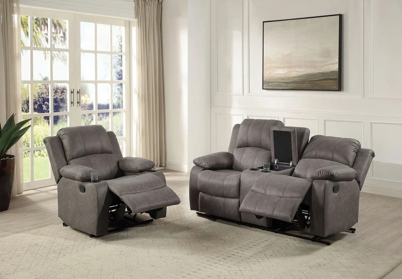 ATLANTIC HOME COLLECTION Relaxsessel Cicero Dunkelgrau mit Getränkehalter