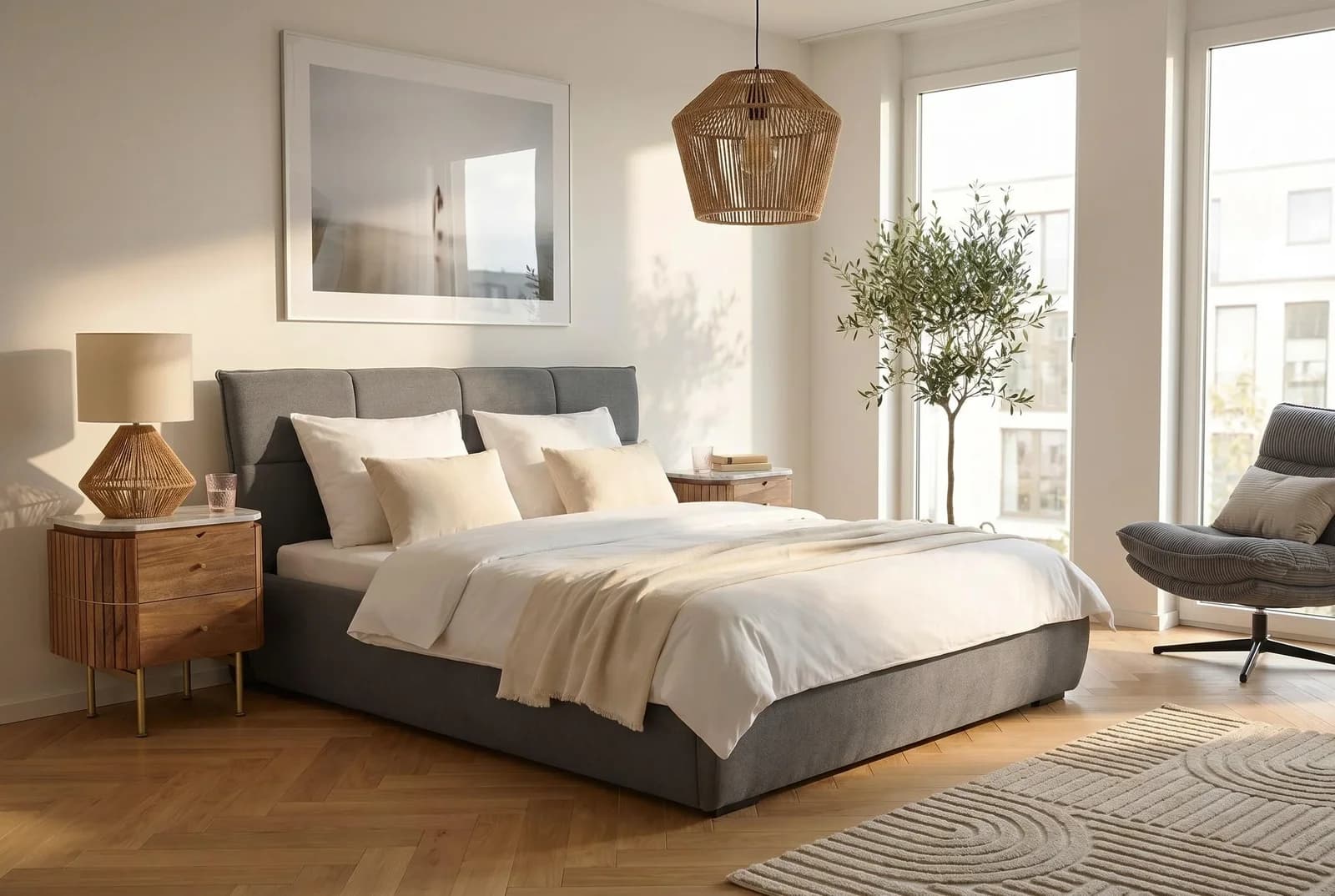 ATLANTIC HOME COLLECTION Polsterbett Narin Dunkelgrau Modern