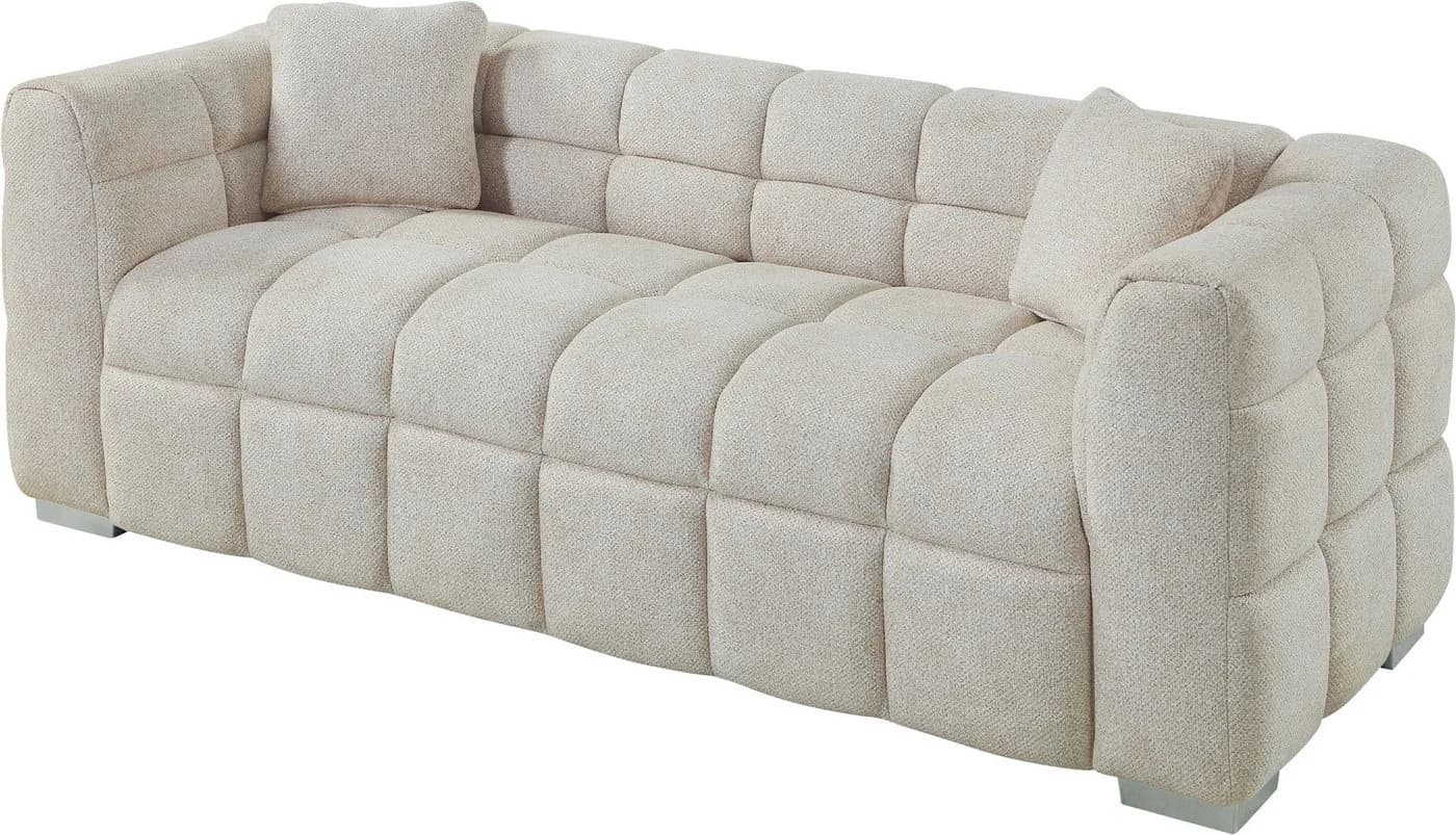 ATLANTIC HOME COLLECTION 3-Sitzer Sofa Creme mit Zierkissen - Bild 3
