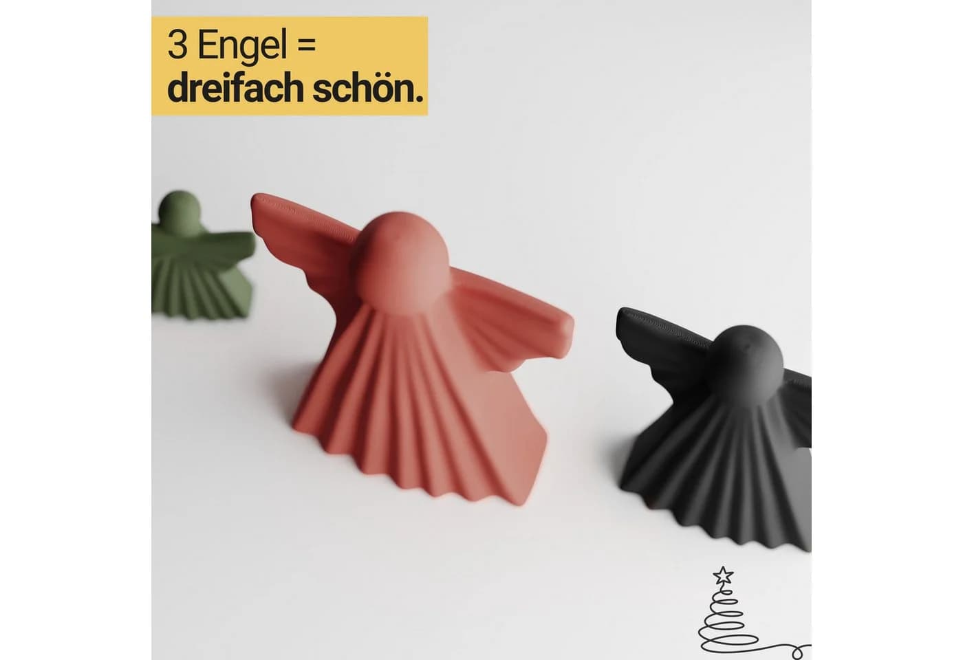 Shapes - Decorations Engelfigur Deko Engel 3er Set Modern Rot/Schwarz