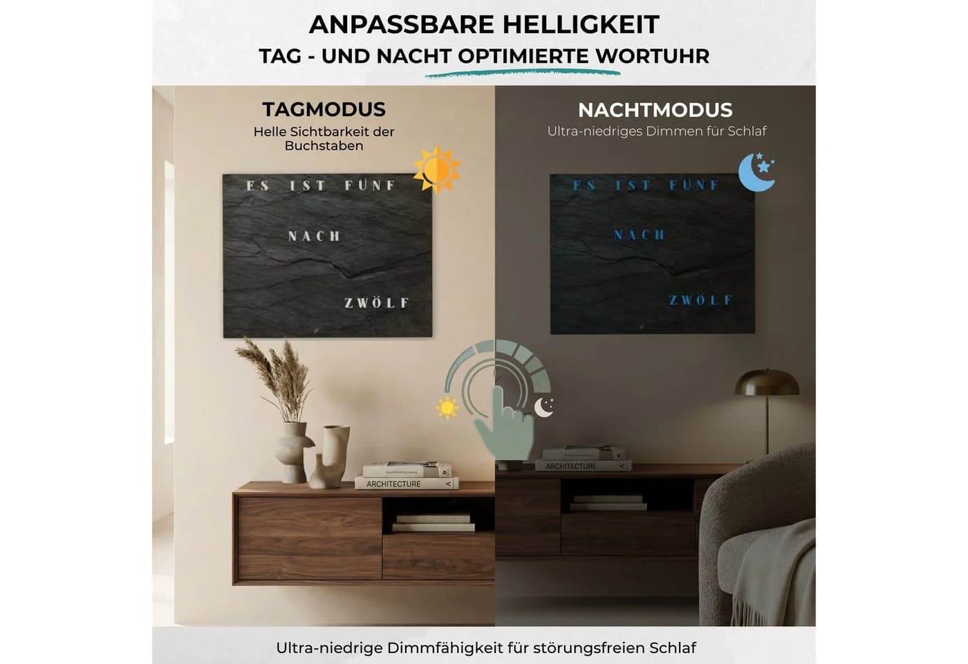 build-yours.de WordClock Jupiter Wanduhr Schiefer Optik LED Wortuhr - Bild 4
