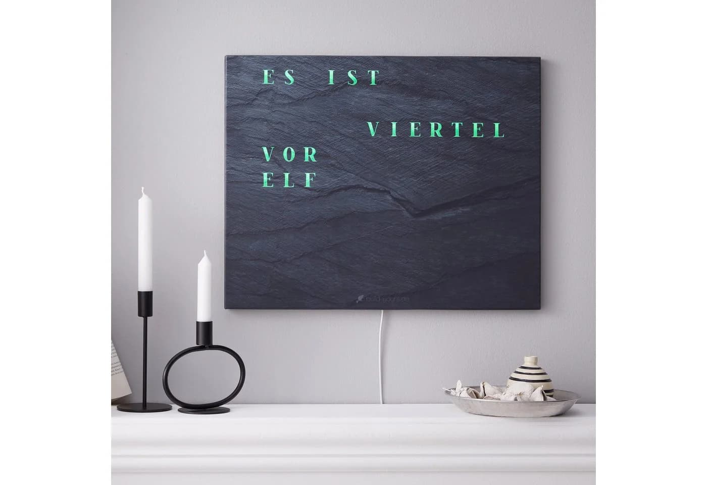 build-yours.de WordClock Jupiter Wanduhr Schiefer Optik LED Wortuhr - Bild 5