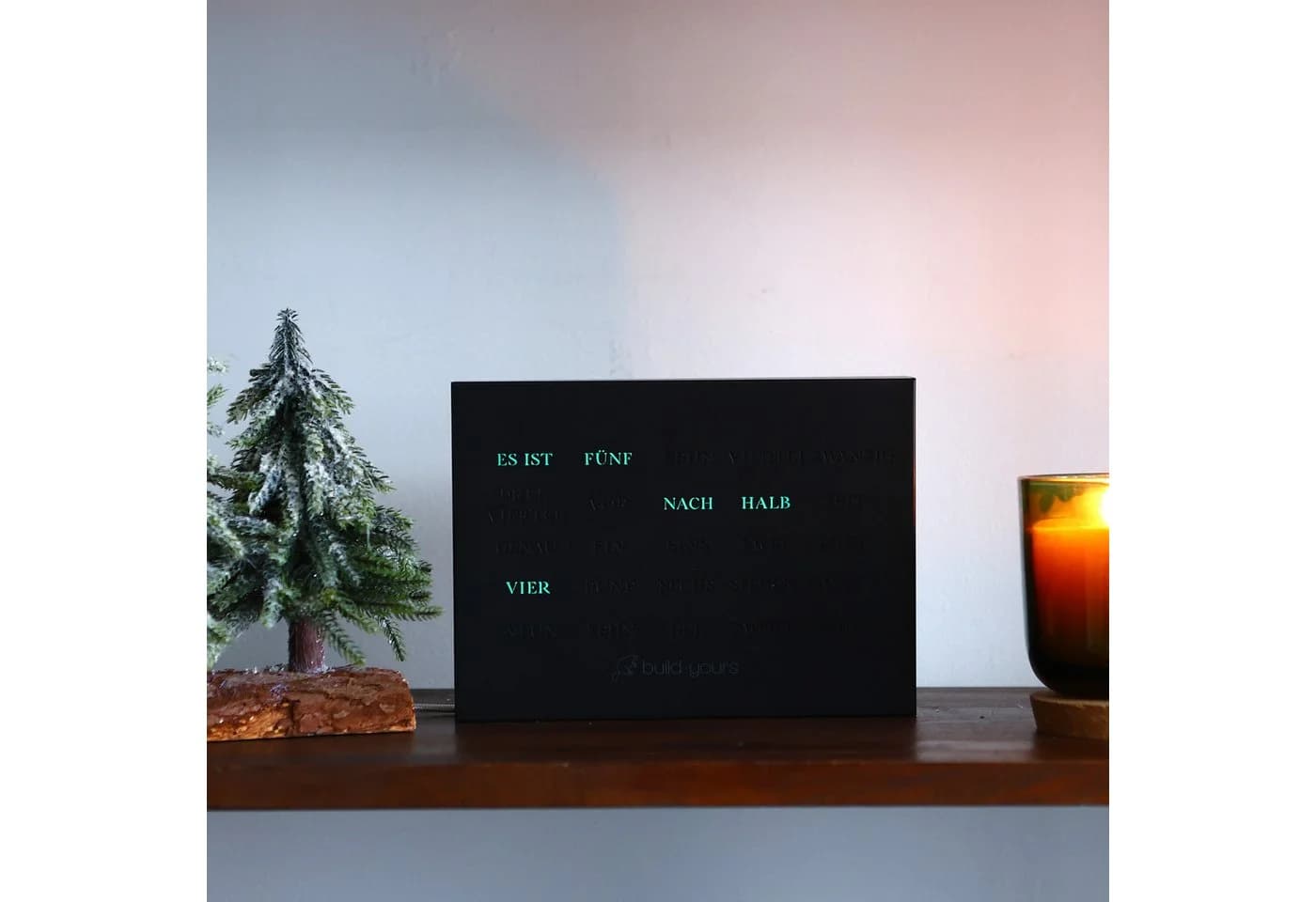 build-yours.de Tischuhr BoxClock Edelstahl Schwarz Wortuhr - Bild 5