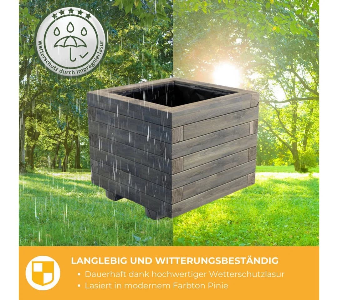 Mega-Holz Pflanzkasten Grau Wettergeschützt Kiefer - Bild 4