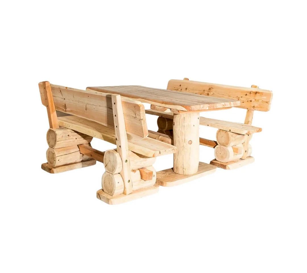 Mega-Holz Garten-Essgruppe Massive rustikale Sitzgarnitur aus heimischer Lärche - Bild 2