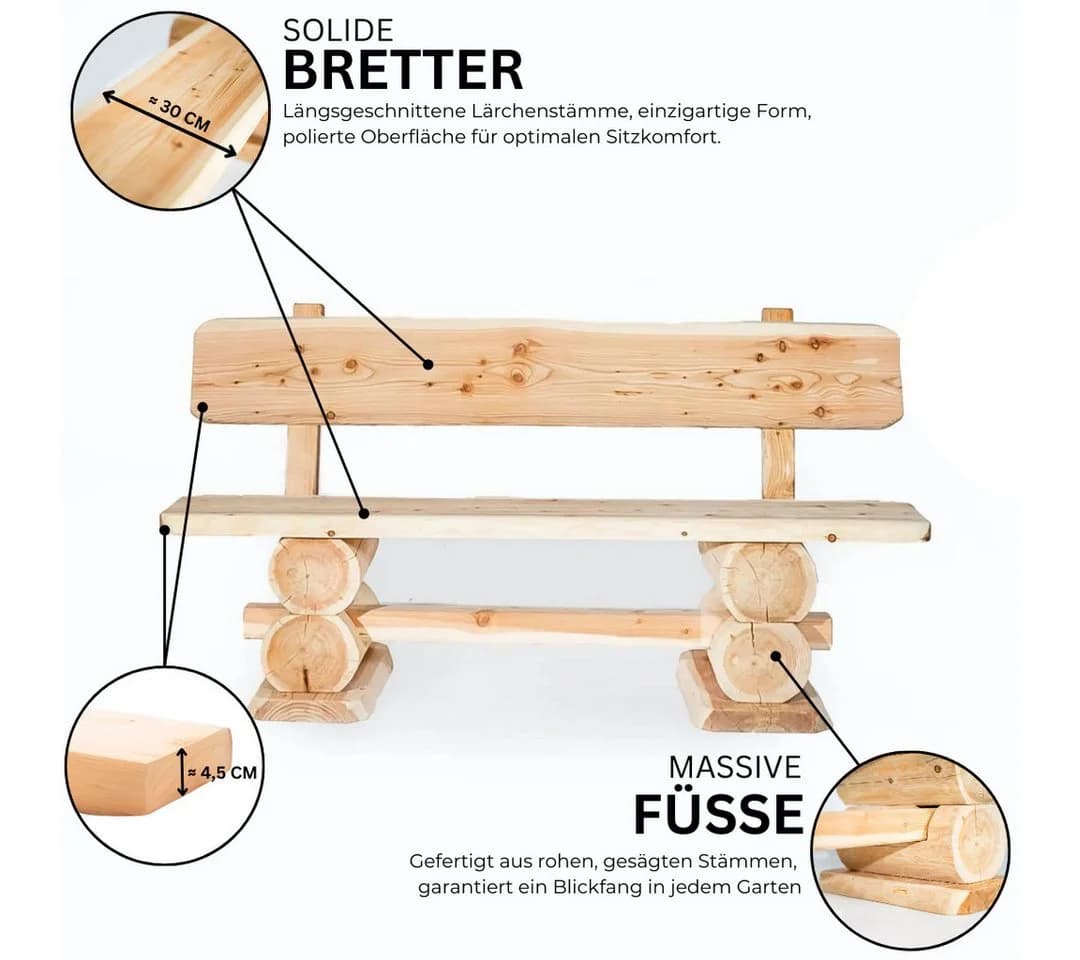 Mega-Holz Garten-Essgruppe Massive rustikale Sitzgarnitur aus heimischer Lärche - Bild 4