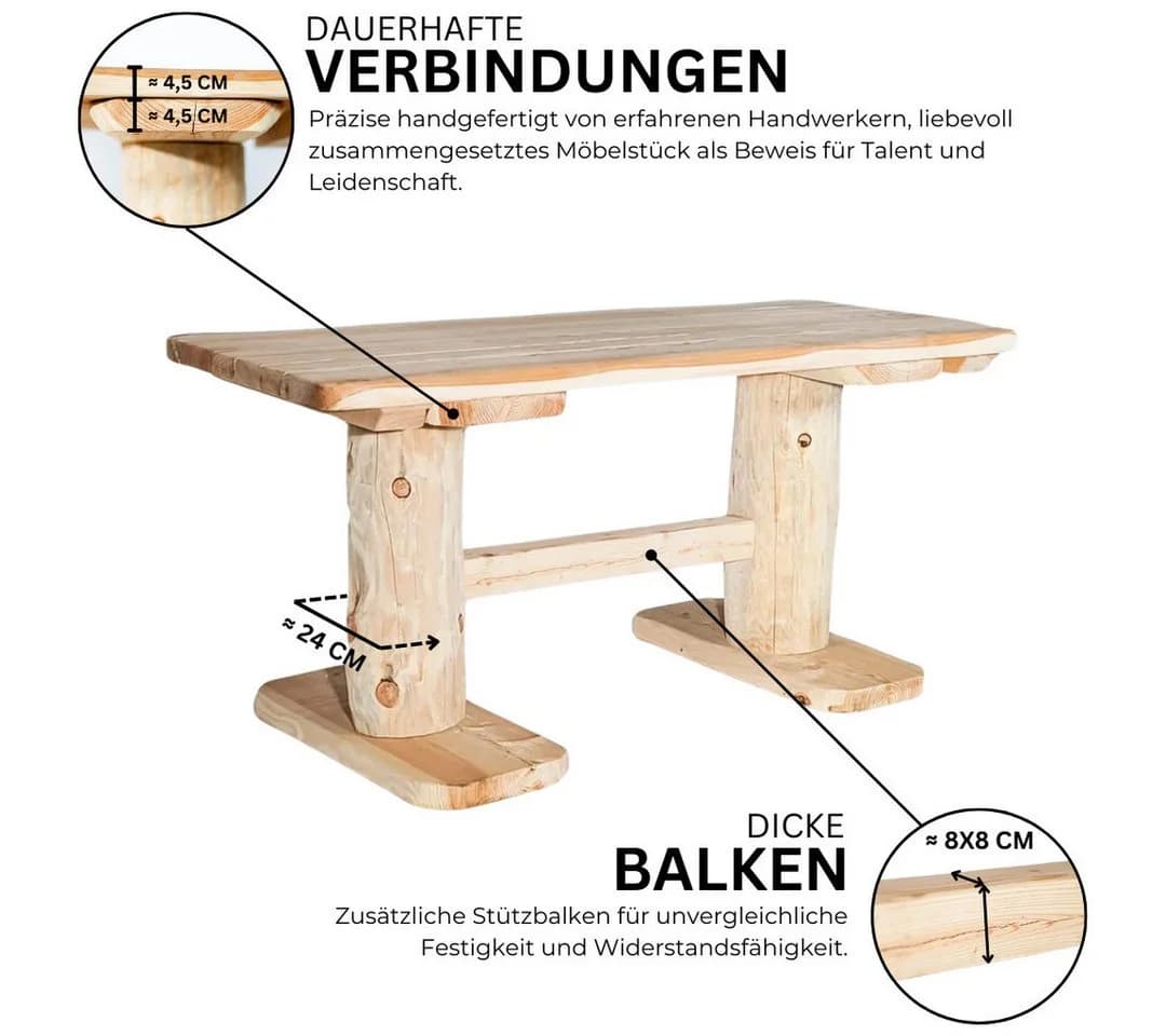 Mega-Holz Garten-Essgruppe Massive rustikale Sitzgarnitur aus heimischer Lärche - Bild 5