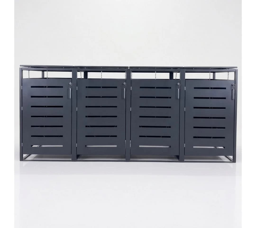 Mega-Holz Mülltonnenbox BASIC Anthrazit 4er 240l mit Schloss