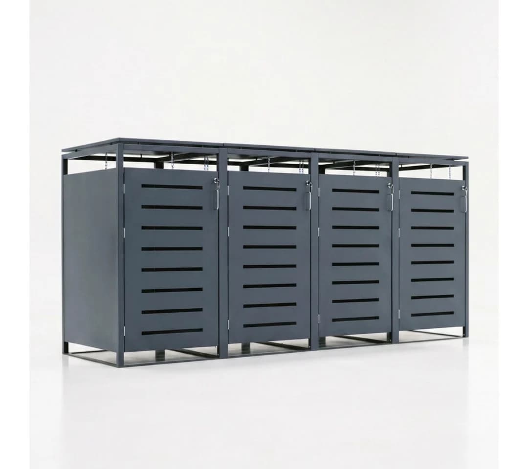 Mega-Holz Mülltonnenbox BASIC Anthrazit 4er 240l mit Schloss - Bild 2