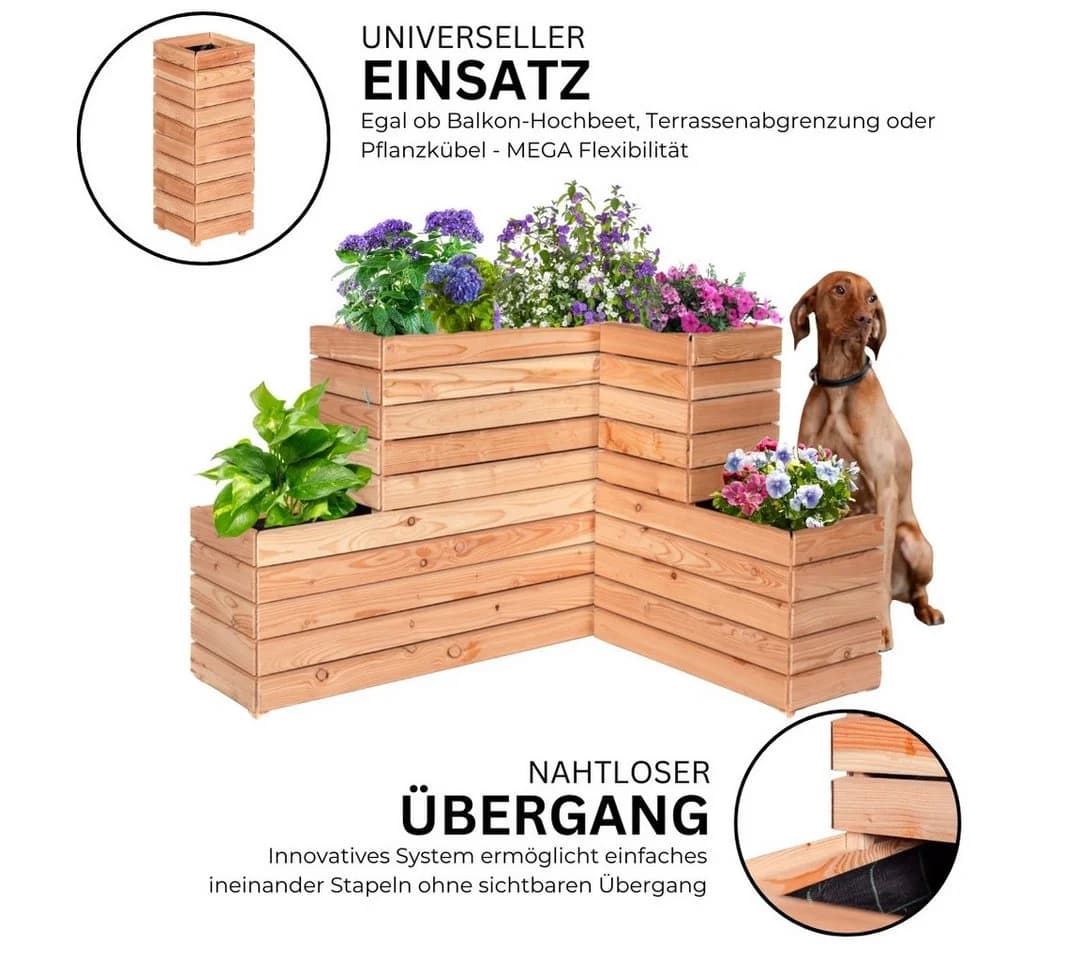 Mega-Holz Modulo Hochbeet Lärche Holz 30x30x75 cm - Bild 5