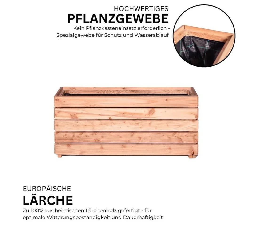 Mega-Holz Hochbeet Balkon Pflanzkübel 90x30x75 cm Lärche Holz Modular - Bild 3
