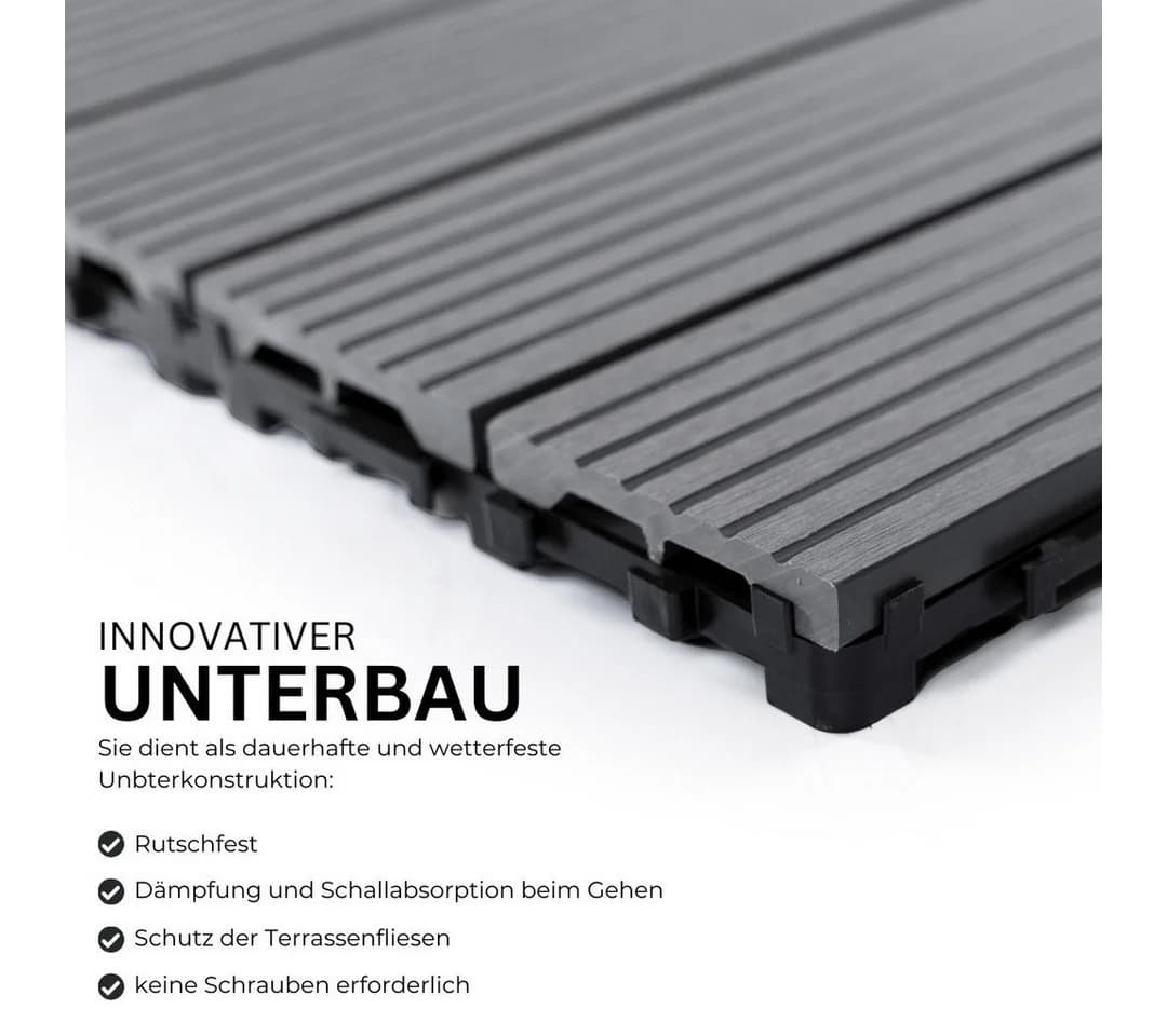 Mega-Holz Terrassenfliesen Anthrazit Klicksystem - Bild 5