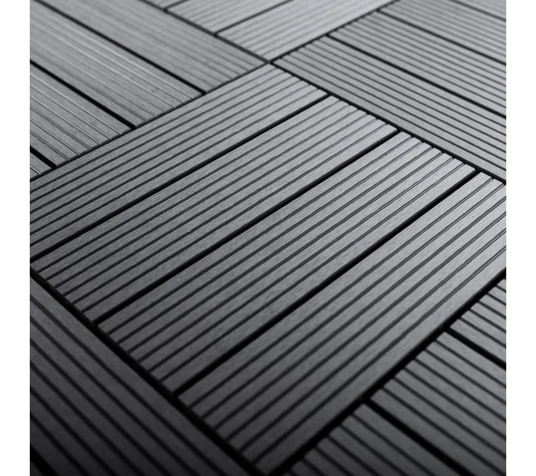 Mega-Holz Terrassenfliesen WPC Anthrazit Klicksystem
