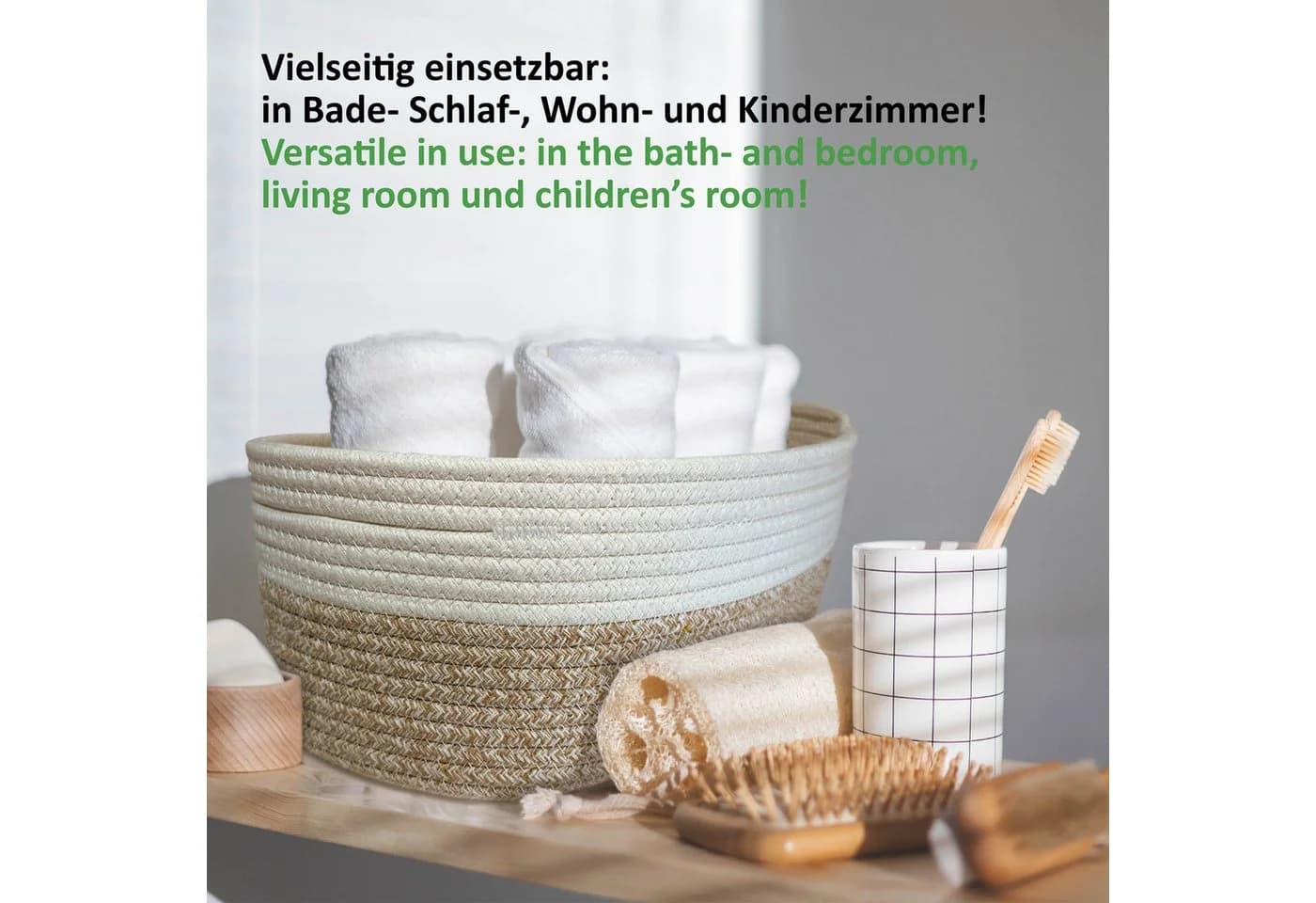 WIESEN.design Aufbewahrungskorb XXXL Set MIRA 50L Baumwolle Braun/Weiß - Bild 4