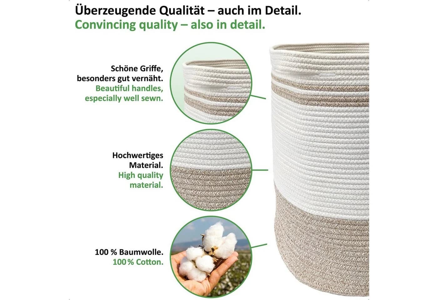 WIESEN.design Wäschekorb Ben Geflochten Braun 61L - Bild 3
