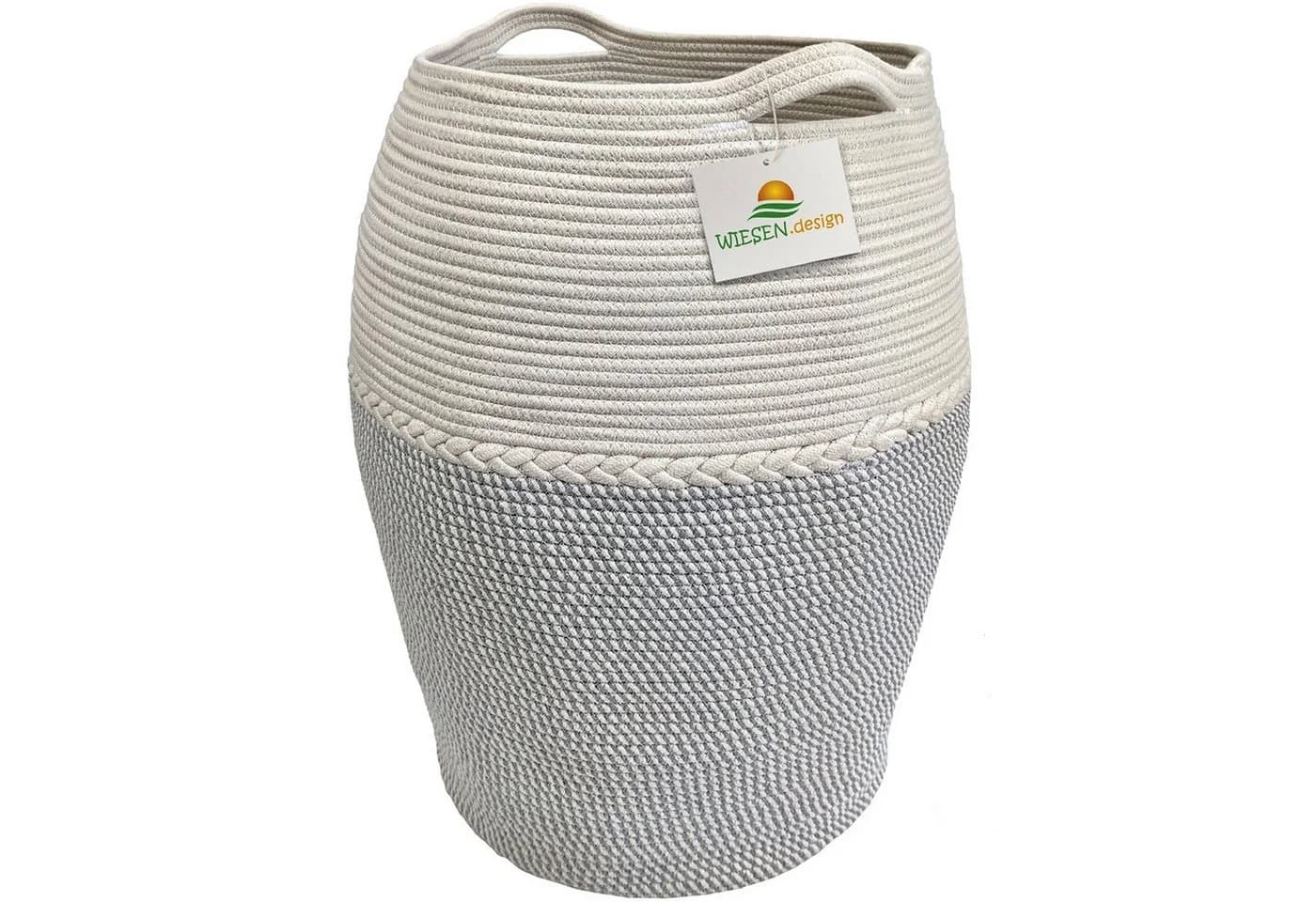 WIESEN.design Wäschekorb Jamila Grau/Weiß 105L Baumwolle - Bild 2