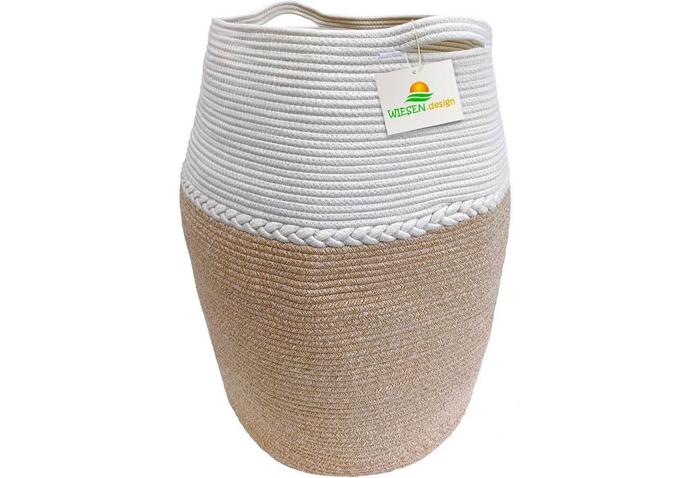 WIESEN.design Wäschekorb Jamila Braun/Weiß 105L Baumwolle - Bild 2