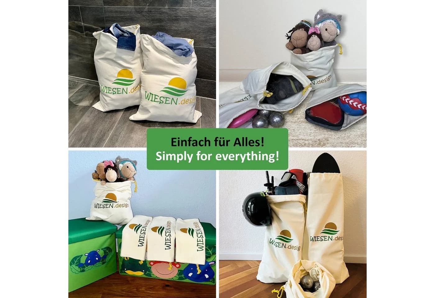 WIESEN.design Wäschesack Set Baumwollbeutel mit Kordelzug - Bild 5