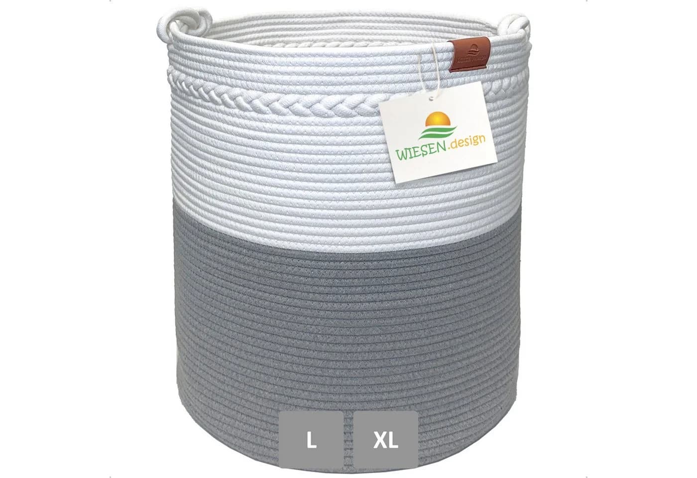 WIESEN.design Wäschekorb KNUT - Faltbar, Baumwolle, Grau/Beige - Bild 2