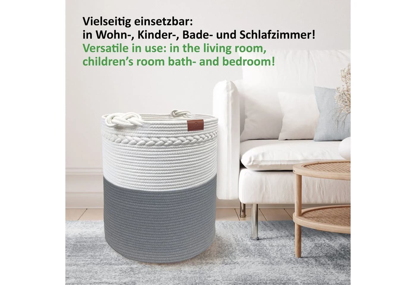 WIESEN.design Wäschekorb KNUT - Faltbar, Baumwolle, Grau/Beige - Bild 4
