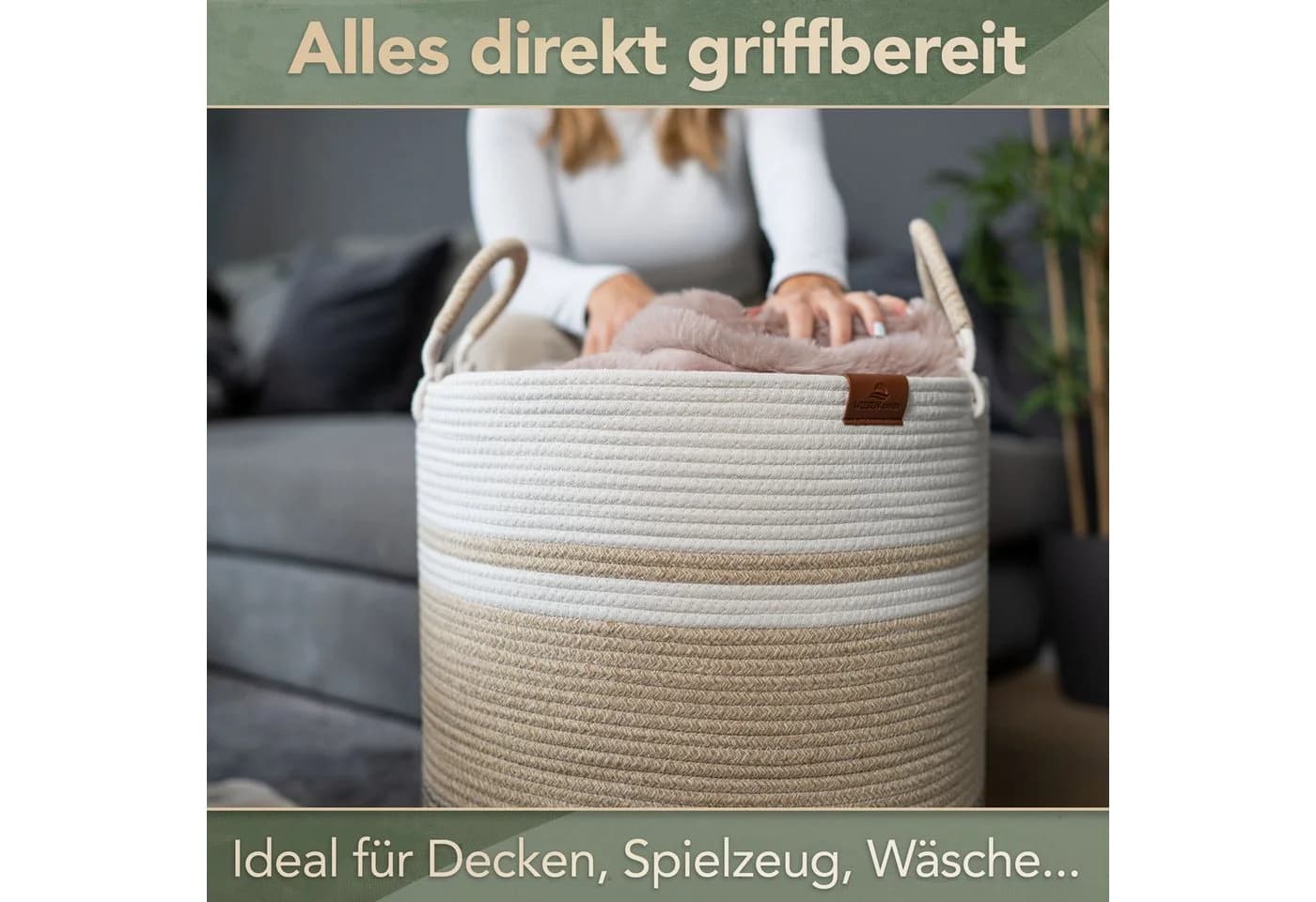 WIESEN.design Wäschekorb EMILIA 80L Baumwolle - Bild 3