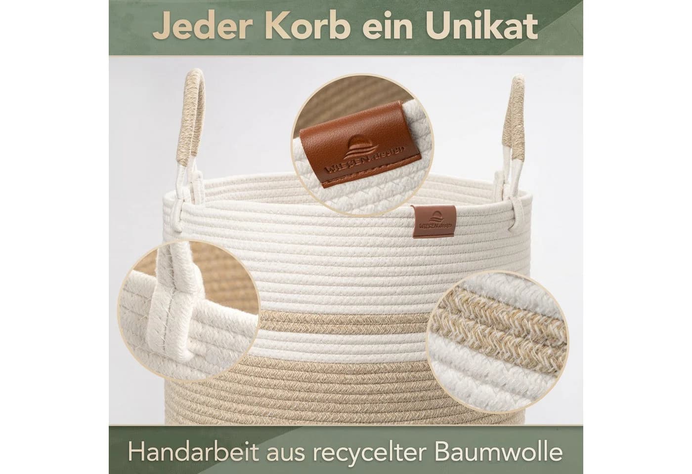 WIESEN.design Wäschekorb EMILIA 80L Baumwolle - Bild 4