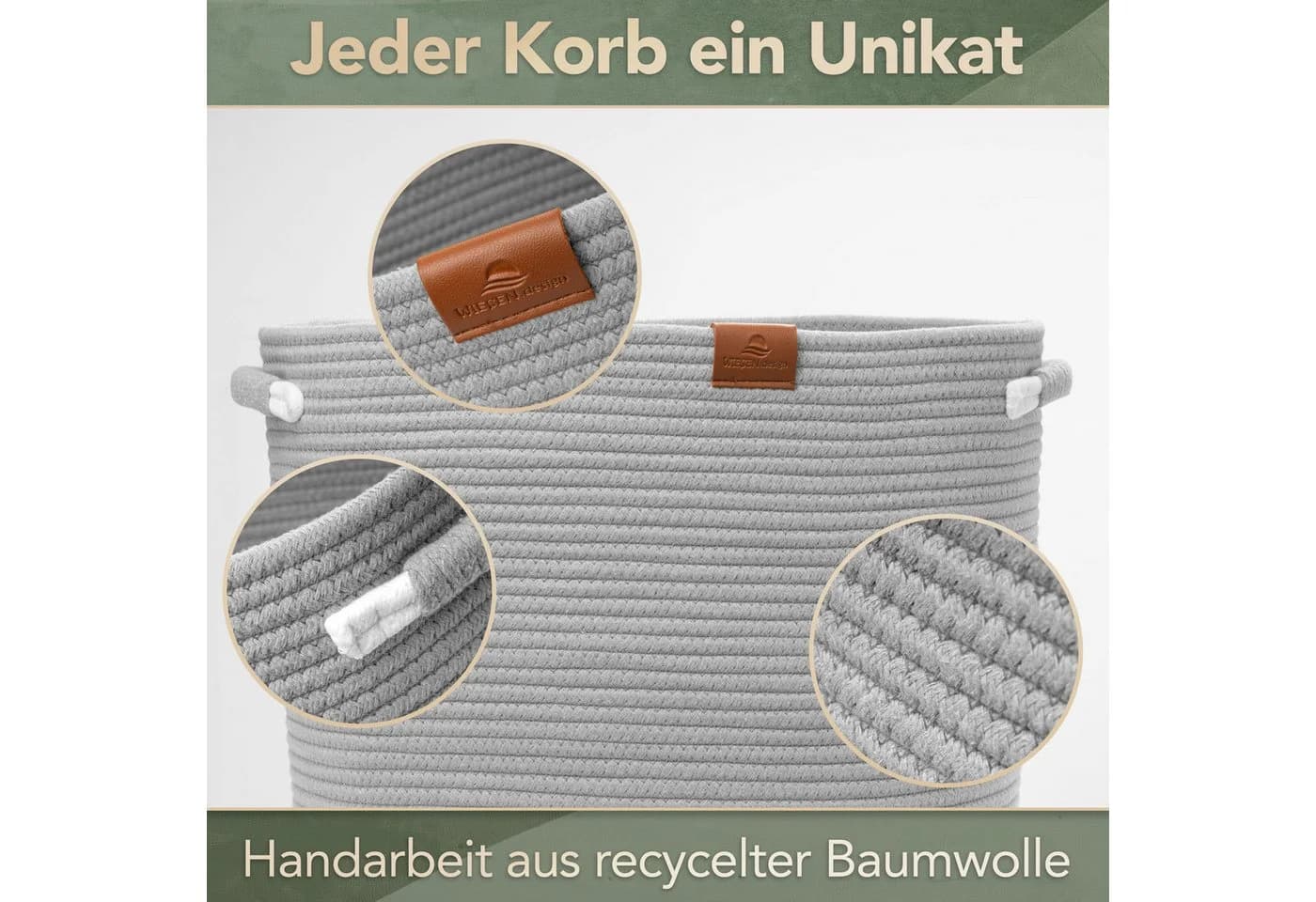 WIESEN.design Aufbewahrungskorb MATTEO Grau Geflochten Faltbar - Bild 5