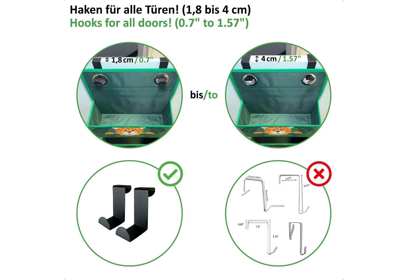 WIESEN.design Hängeaufbewahrung Dschungel Grün mit Türhaken - Bild 5