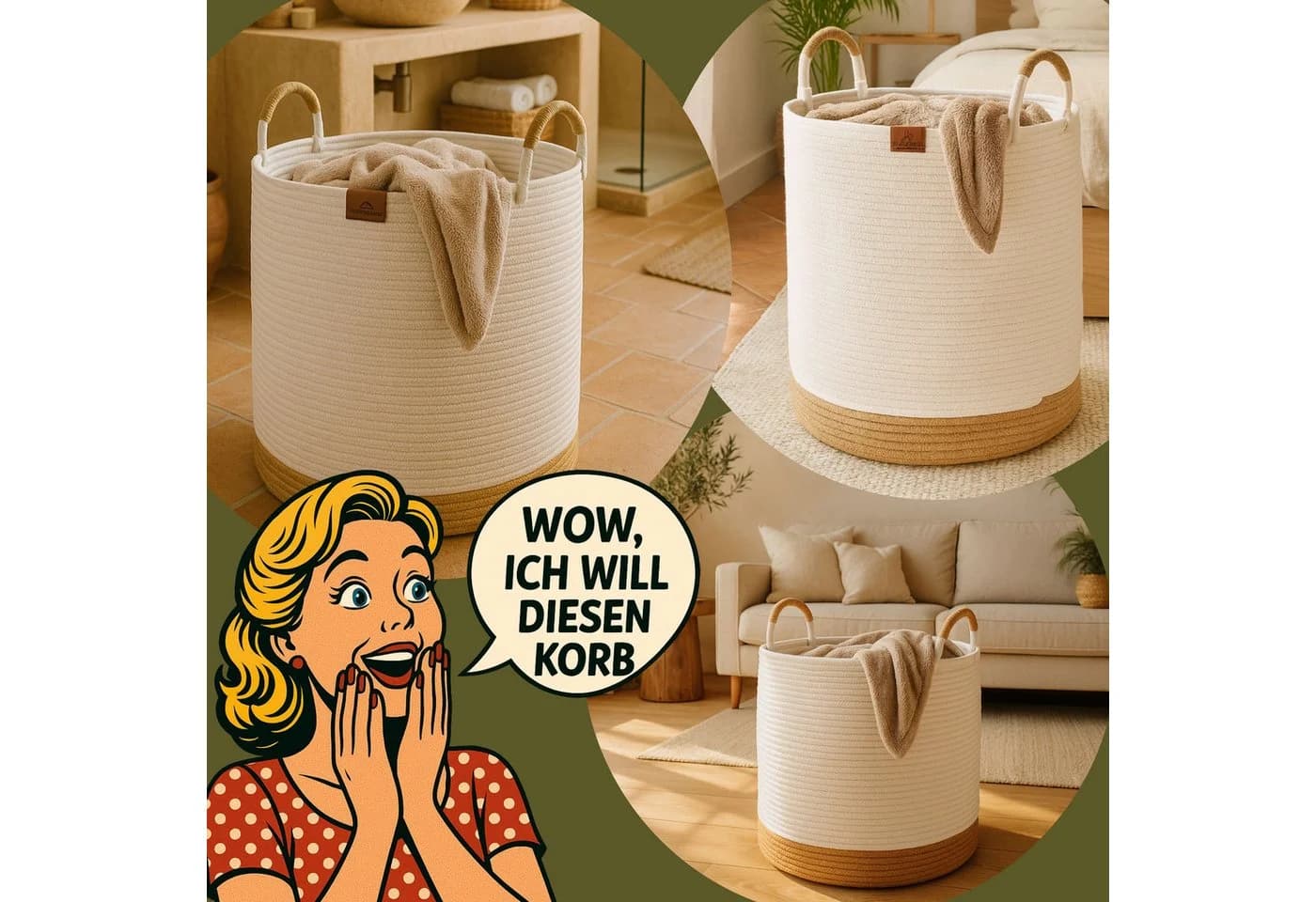WIESEN.design Wäschekorb 80L Baumwollseil - Bild 5