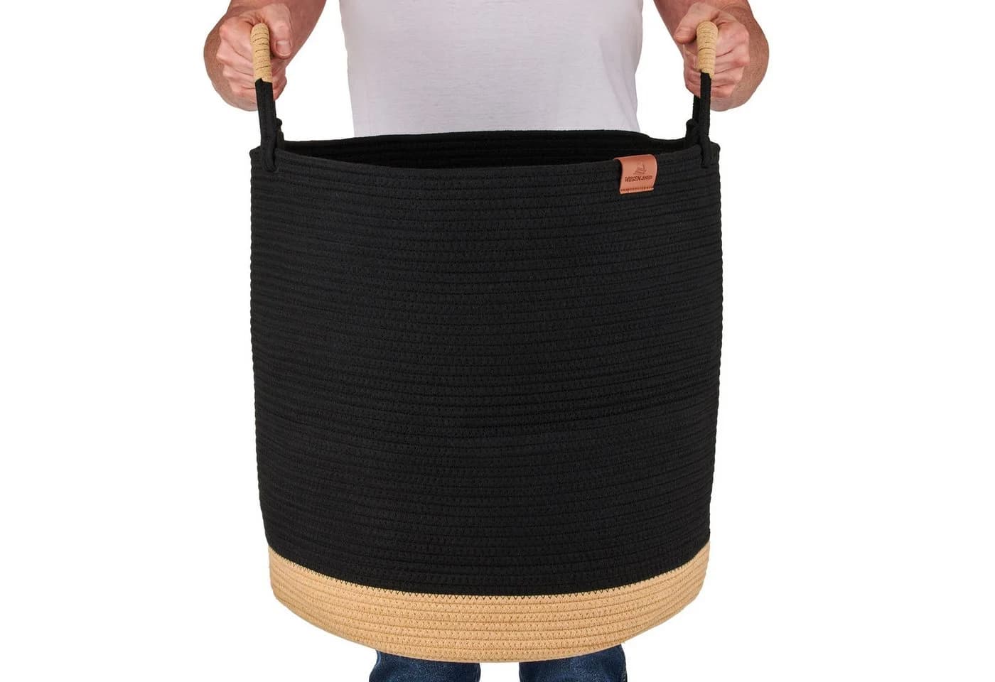 WIESEN.design Wäschekorb 80L Baumwollseil Schwarz - Bild 2