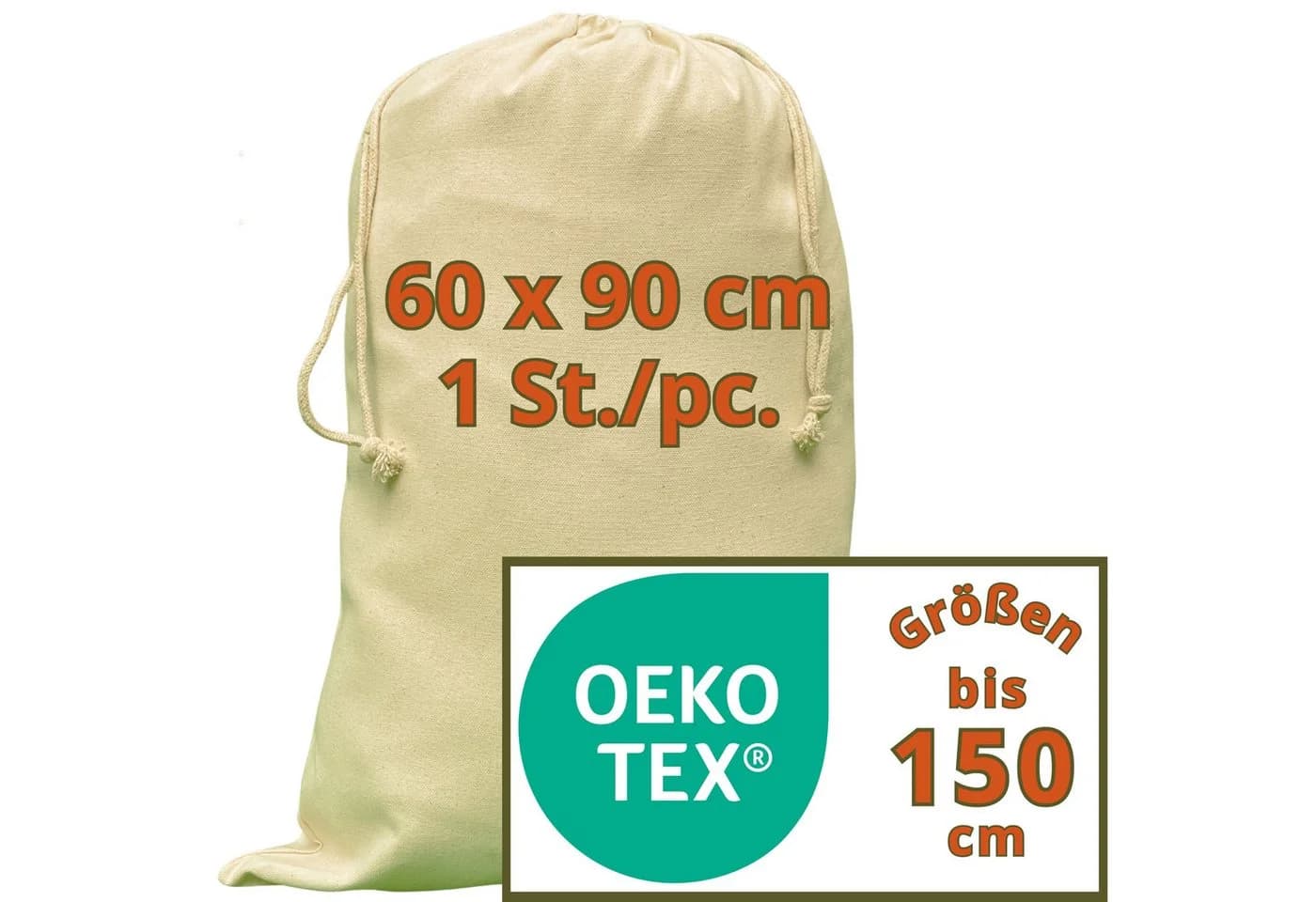 WIESEN.design Wäschesack Baumwollbeutel 280 g/m² OEKO-TEX® zertifiziert