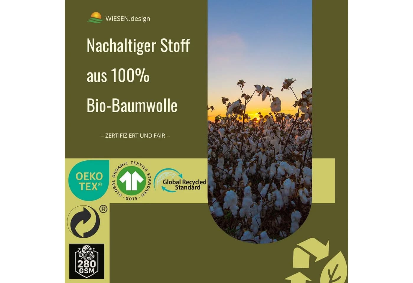 WIESEN.design Wäschesack Baumwollbeutel 280 g/m² OEKO-TEX® zertifiziert - Bild 5