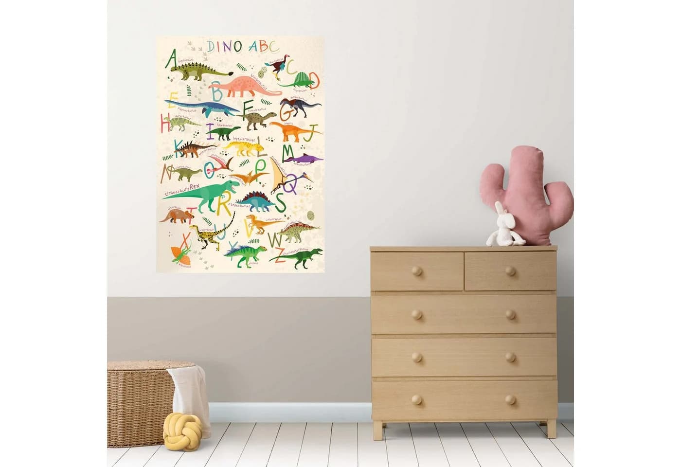 Lineo Poster Dinosaurier ABC Lernbild Bunt Cartoon Kinderzimmer - Bild 5