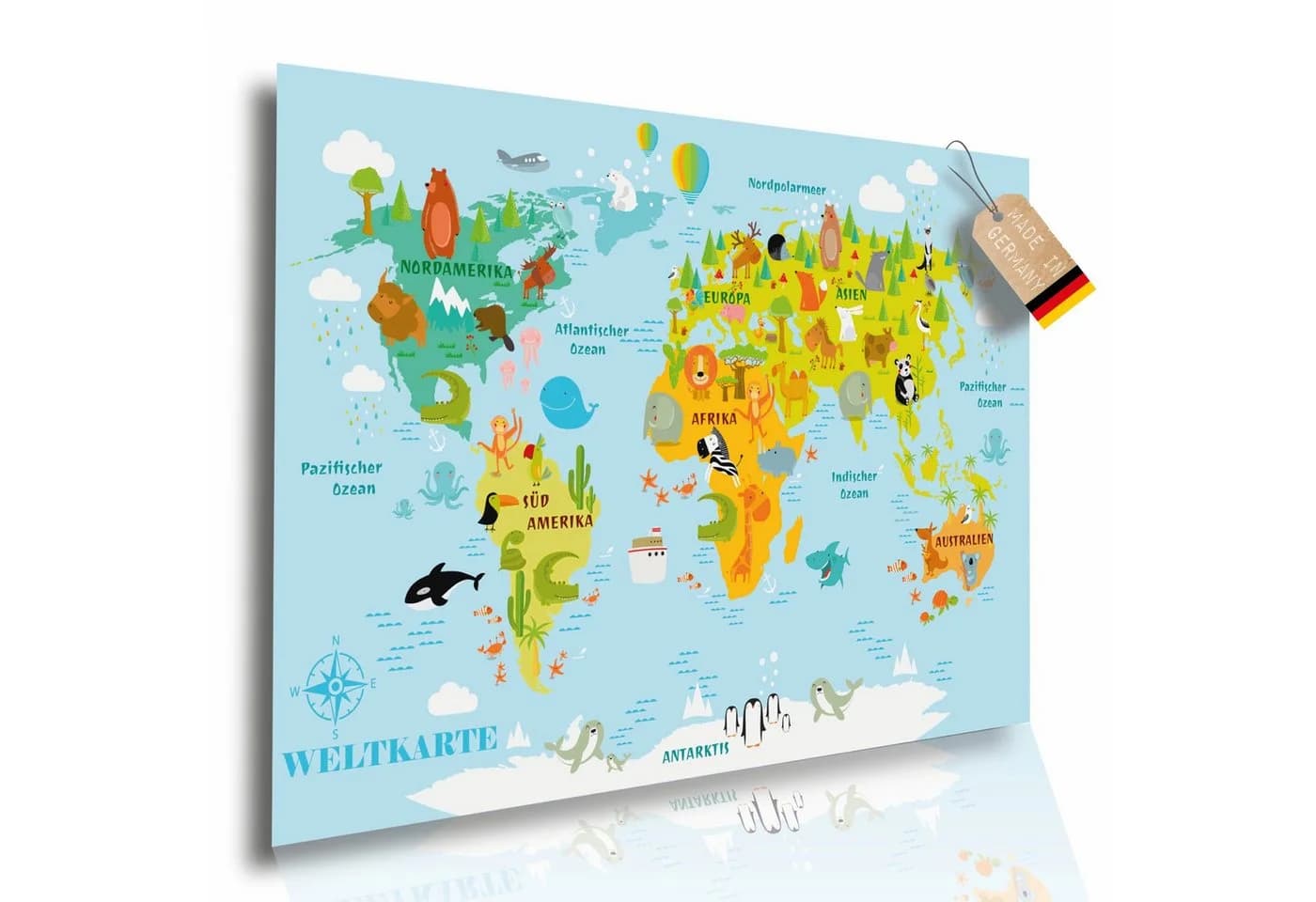 Lineo Poster Weltkarte für Kinder bunt Lernbild - Bild 2
