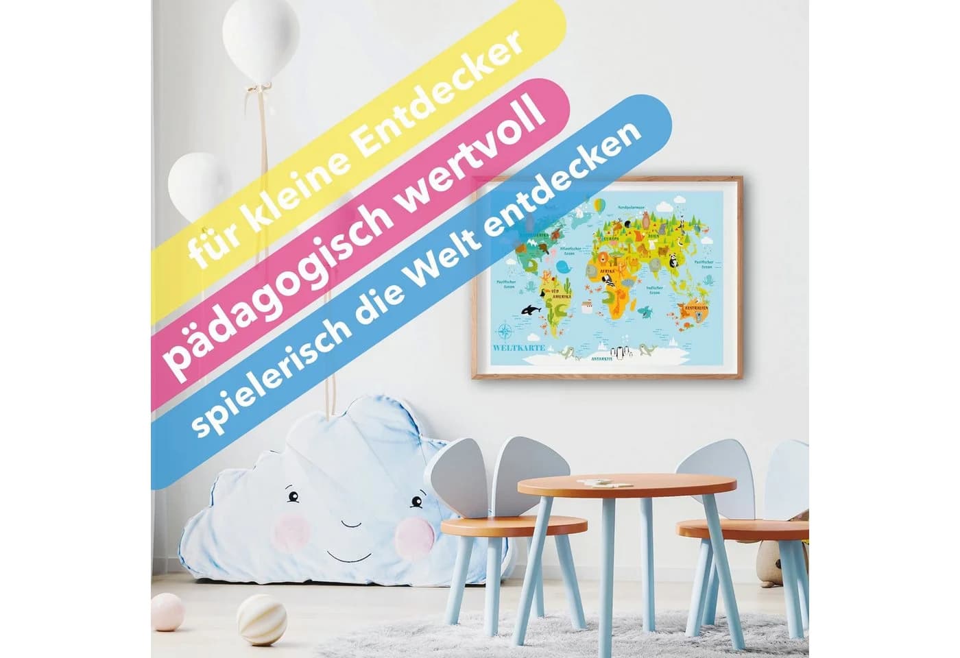 Lineo Poster Weltkarte für Kinder bunt Lernbild - Bild 5