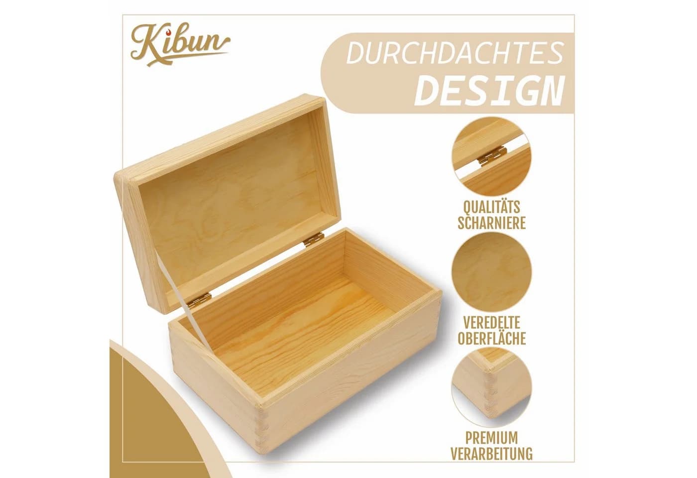 Kibun Holzkiste mit Klappdeckel Natur Bambus - Bild 4