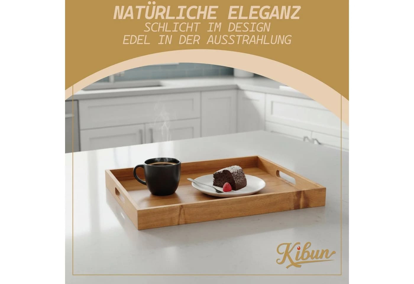 Kibun Serviertablett Akazienholz mit Griffen - Bild 3