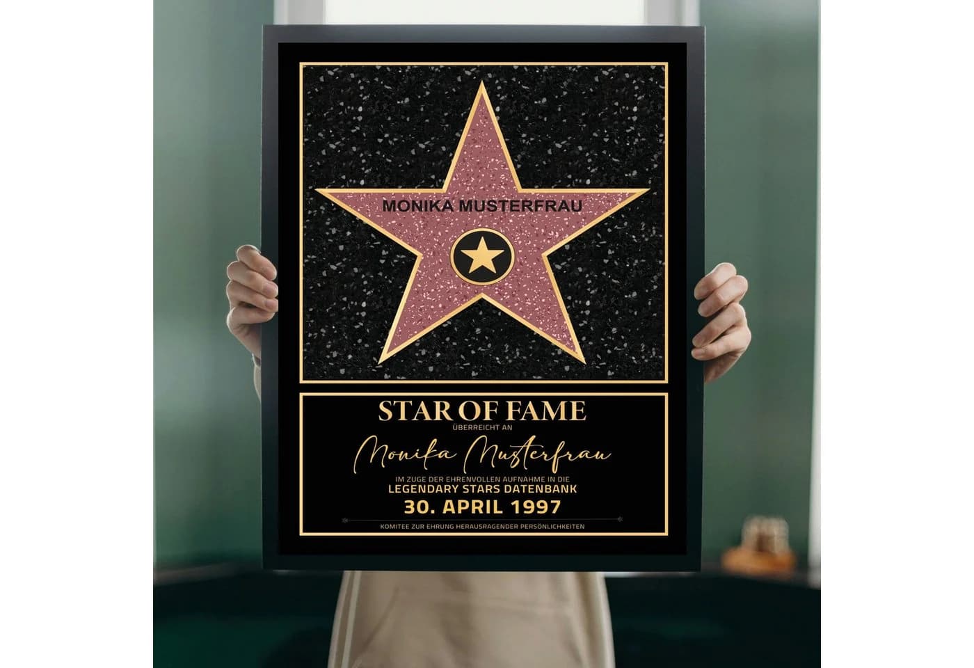 Lineo Personalisiertes Poster Star of Fame Hollywood Stern mit Holzrahmen - Bild 2